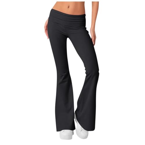 Generisch Yoga Hose Damen, Fashion Schlaghosen Blickdicht Slim Low Waisted Flared Leggings Sweatpants Jogginghosen Für Fitness Leggings Jogginghose Damen Lang Yogahose (XS, Black) von Generisch