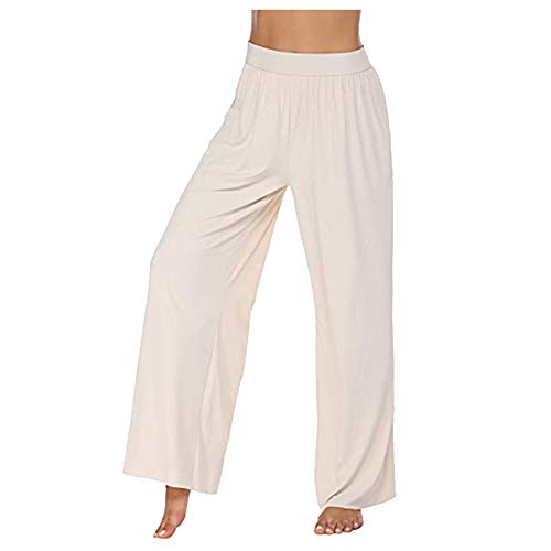 Generisch Yogahose Damen Baumwolle Lang | Freizeithosen Damen Bequem | Haushose Leicht Relaxhose Baggy Weite Leg Hose Baggy Schlafanzughose Casual Bequeme Outdoorhose High Waist Elastische Sporthose von Generisch
