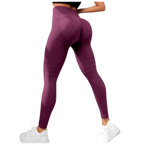 Generisch Yogahose Damen Lang Eng, Leggings Damen Baumwolle Sommer Sportleggins Blickdicht Laufhose High Waist Stoffhose Nahtlose Sweatpants Stretch Freizeithose Casual Jogginghose Bequeme Sporthose von Generisch