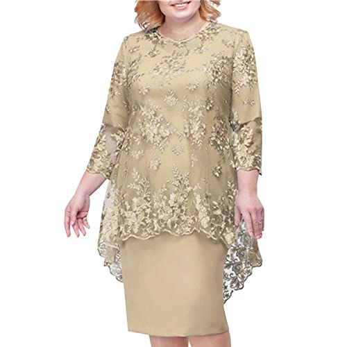 Generisch ZHAWEIYC Damen Elegantes Spitzenstickerei Abendkleid Halbarm Damen Freizeitkleider Boho Kleider Kleider Alinie Damenkleid Festlich Festliche Kleider für Damen Lang von Generisch