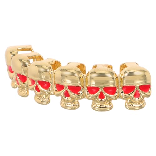 Generisch Zähne Hip Hop Top Bottom Zähne Caps Mund Grills für Rapper Halloween Kostüm Cosplay Hip Hop Schmuck Golden von Generisch