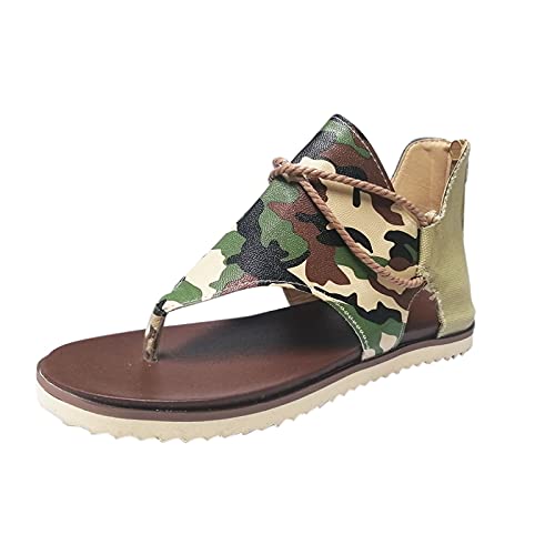 Generisch Zehensandalen Damen Leder,Römersandalen Damen Flach Strandschuhe Open Toe Atmungsaktiv Outdoor Leichtgewicht Walkingschuhe Komfortable Freizeitschuhe Weich rutschfest Sommerschuhe Coole von Generisch