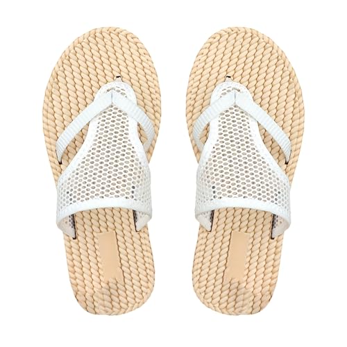Generisch Zehentrenner Damen Sommer Atmungsaktive Vermascht Schlappen VerschleißFest Weiche Sohle Pantoffeln Flache Hauslatschen Leichte Freizeitschuhe Strand Slippers Espadrilles Sandaletten von Generisch