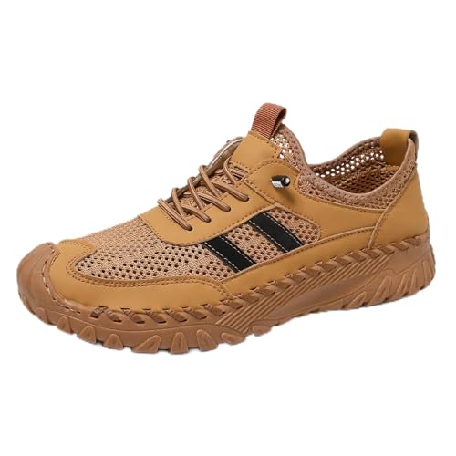 Generisch Zenfaze Orthopädische Herrenschuhe, Slip-On-Wanderschuhe mit Fußgewölbeunterstützung, atmungsaktive Mesh-Wanderschuhe mit rutschfestem Material (Brown,40) von Generisch