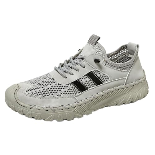 Generisch Zenfaze Orthopädische Herrenschuhe, Slip-On-Wanderschuhe mit Fußgewölbeunterstützung, atmungsaktive Mesh-Wanderschuhe mit rutschfestem Material (Gray,43) von Generisch