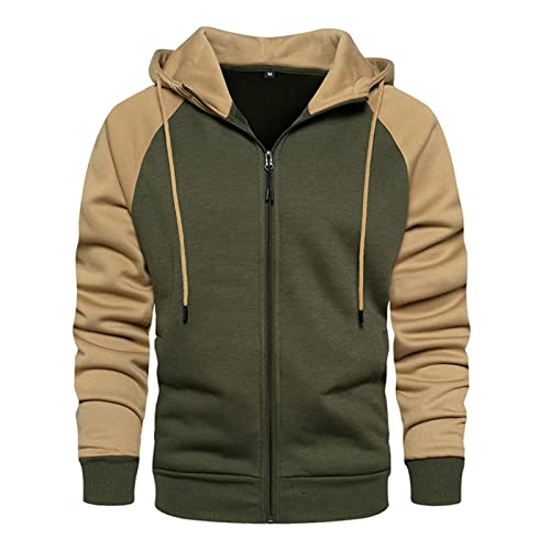 Generisch Zip Hoodie, Sweatjacke Herren,Winddichte Herren,Herren Winter Fleecejacke Mit Kapuze Herren Hoodie Arbeitspullover Military Jacke Winterschuhe Reißverschluss Hoodie Sweat (L, Armeegrün) von Generisch