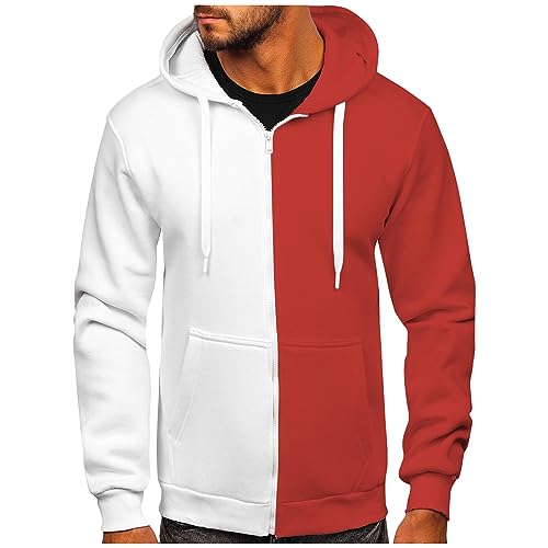 Generisch Zip Up Hoodie, Sweatjacke Herren,Winddichte Herren,Herren Winter Mit Kapuze Herren Hoodie Schwarzer Pullover Zipper Hoodie Y2K Strickjacke Reißverschluss Arbeitspullover (6XL, Weiß) von Generisch