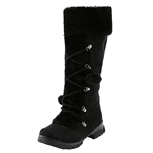 Generisch Zipper Damen Heels Warm Booties Toe High Hairball Runde Schuhe Keep Middle Damenstiefel Damen Sexy Rot (Black, 39) von Generisch