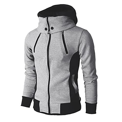 Generisch Zipper Hoodie Y2K, Sweatjacke Herren,Winddichte Herren,Herren Winter Mit Kapuze Herren Zip Hoodie Y2K Up Spitzbub Hoodie Oversized Fleece Olive Arbeitpullover Hoodie Pullover (XL, Grau) von Generisch