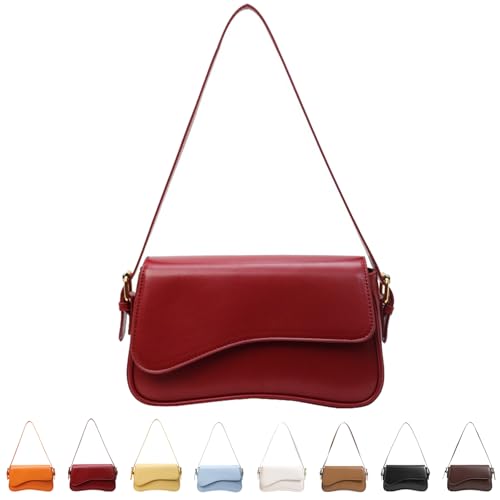 Generisch Zolura Tote Bag, Shoulder Bag for Women Retro Vegan Leather, Zolura Purse, Retro Vegan Leather Tote Handbag Underarm Bag (Red) von Generisch