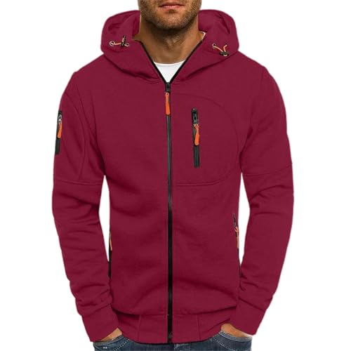 Generisch Sweatjacke Herren Zipper Hoodie Y2K Einfarbig Sweat Jacken Hoody Mit Kapuze Kapuzenpullover Mit Reißverschluss Kapuzenjacke Sweatshirt Hoodie Pullover von Generisch