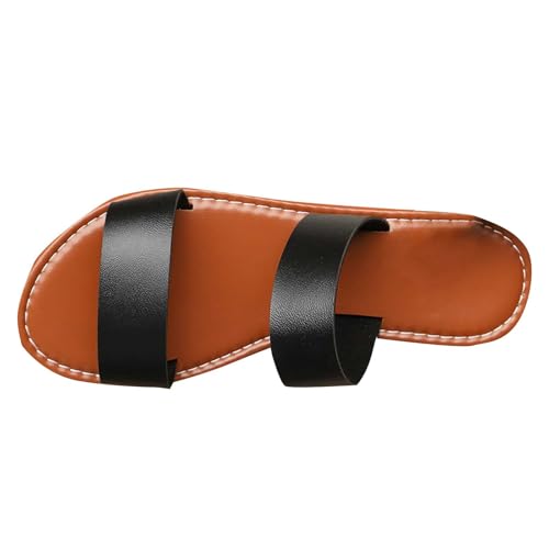 angebote des tages heute Sommerschuhe Damen Elegant Flach Hausschuhe Freizeit mit Weiche Fussbett Pantolette Bequeme Peep Toe Hallux Valgus Slingback sommer sale Schwarz 42 von Generisch