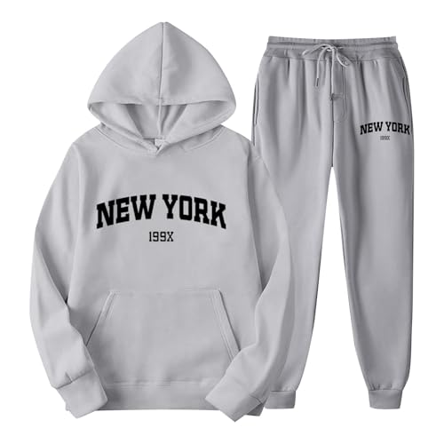 Generisch Jogginganzug Set Sweatshirt und Jogginghose Warmes Trainingsanzug Langarm Sportanzug Sport Outfit Zweiteiler Elegant Jogger Bequem Baggy Stretch von Generisch
