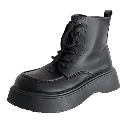 Generisch bikerboots damen Stiefeletten Damen Winter Wasserdicht Niederung Blockabsatz Halbstiefel Elegant Rutschfest Schlupfschuhe Bequeme Einfarbige Reißverschluß Outdoorschuhe Dunkelgrau 37 von Generisch