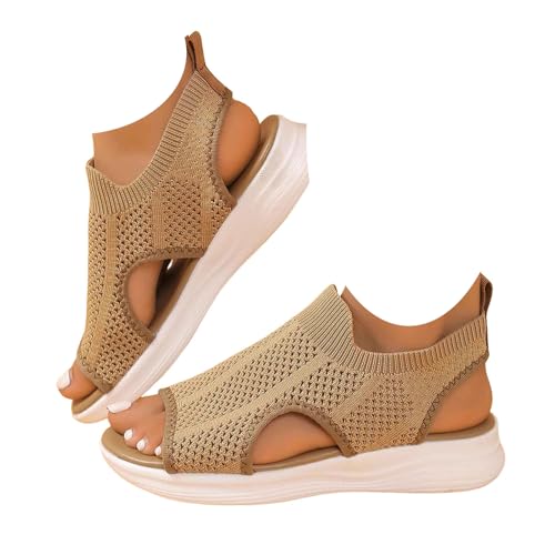 Generisch Sandalen Damen Sommer Breite Füße Orthopädische Schuhe Outdoor Orthopädische Sandaletten Bequeme Flach Weiche Leichte Turnschuhe Open Toe Wedges Strand im Freien Dicke Boden Schuhe von Generisch