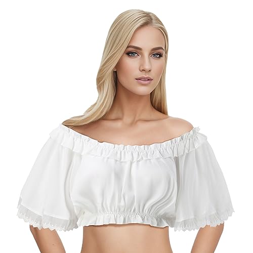 Generisch blusenshirt Damen 3/4 arm hellblau Dirndlbluse Damen größe 50 Dirndlbluse Kurzarm Creme Dirndlbluse Damen Langarm Weite ärmel Dirndl Bluse Damen Kurzarm Creme von Generisch