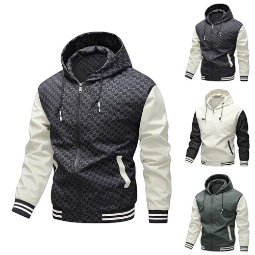 Generisch bomberjacke herren Kapuzenjacke Herren Jacke Sweatjacke Mit Taschen Blouson Farbblock übergangsjacke Mit ReißVerschluss Winter Warm Rundhals Bomberjacke Bequem Fit Softshelljacke von Generisch