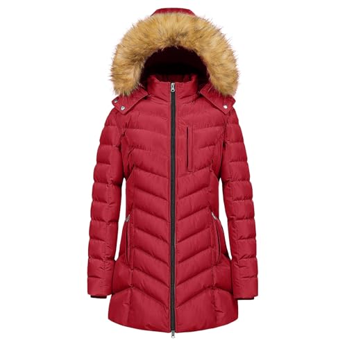 Generisch damen-mäntel Winterjacke Lang Warm Daunenjacke Puffer Jacke Steppjacke mit Kapuze Gepolsterte Daunenmantel Langärmelige Steppmantel Dicke Parka Thermal Mantel steppjacke damen von Generisch