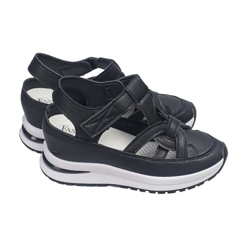 Generisch die dicounter Sandalen Damen Sommer Bequem mit Absatz Extra Weit Orthopädische Sommerschuhe Bequeme Closed Toe Sandaletten Freizeit Breite Füße gartenclogs damen Schwarz 35 von Generisch
