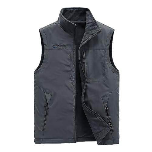 Generisch fleece weste herren leicht, outdoorweste oversized warme Anglerweste Ärmellose Stehkragen Laufweste cargo classic Funktionsweste Leichter bequeme Arbeitsweste schlicht alttag sportjacke von Generisch