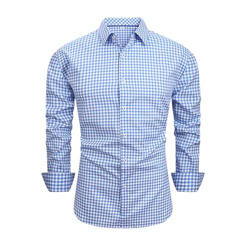 Generisch hemd kariert herren kurzarm rosa slim fit oktoberfest langarm blau schwarz 3xl trachten, Trachtenhemd Herren Slim Fit - Oktoberfest Kariertes Hemd Outfit Langarm BU1 L von Generisch