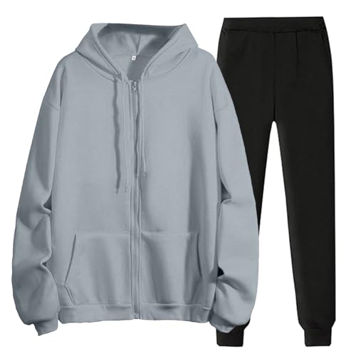 Generisch home anzug damen set - Damen 2 Teile Jogginganzug Set Langarm Reißverschluss Tracksuit & Sporthose Sportanzug Freizeit Zweiteiler Hausanzug Kapuzenjacke&Sporthose Fitness Trainingsanzug von Generisch