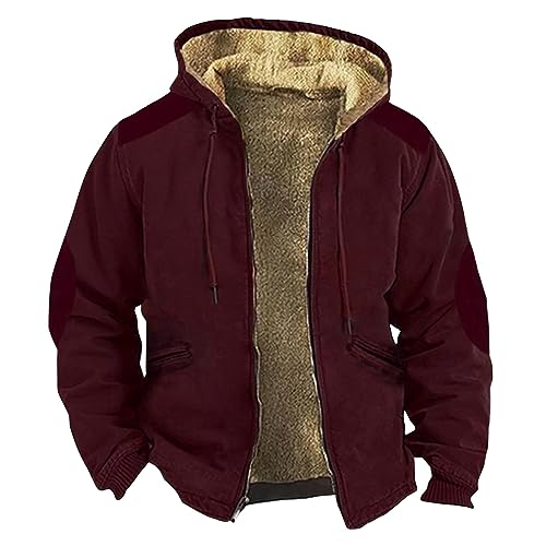 Generisch jacke herren angeln angebote Thick Plaid Softshell Jacket Sherpa Zip Thru Hoodie Sweatshirt herren jacke wasserdicht herren+jacke herren wintermantel kurz herren herbstjacke Red 6XL von Generisch