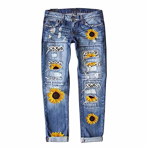 Generisch jogahosen Damen lang 48 Jeans Herren Straight Damen Hosen bequem modern 3/4 Hosen Damen Sommer weites Bein jeanshemd Herren Jeans Damen Jeans Blau-A L 34.99 von Generisch