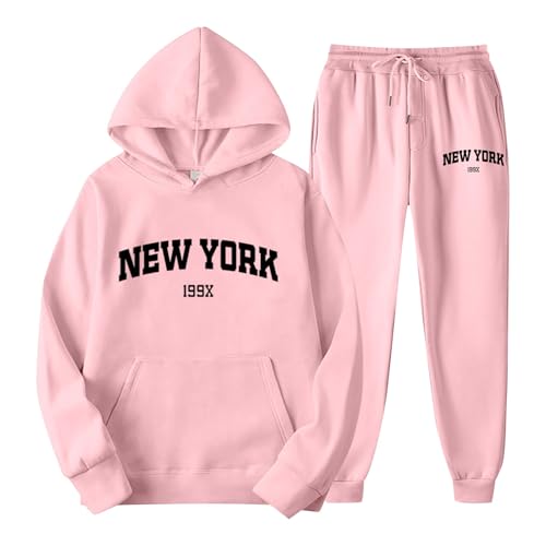 Generisch Jogginganzug Set Sweatshirt und Jogginghose Warmes Trainingsanzug Langarm Sportanzug Sport Outfit Zweiteiler Elegant Jogger Bequem Baggy Stretch von Generisch
