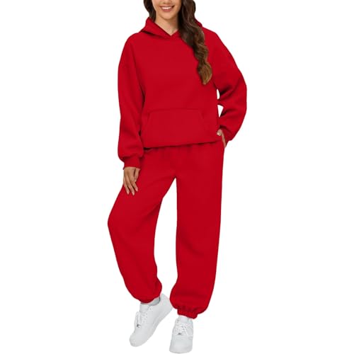 Generisch jogging damen anzug Trainingsanzug Set Damen Hoodie Winter Warm Jogginganzug Set mit Kapuze 2 Teile Sweatshirt und Jogginghose Bekleidungsset Frauen Langarm Sportkleidung Outfits Mit Tasche von Generisch