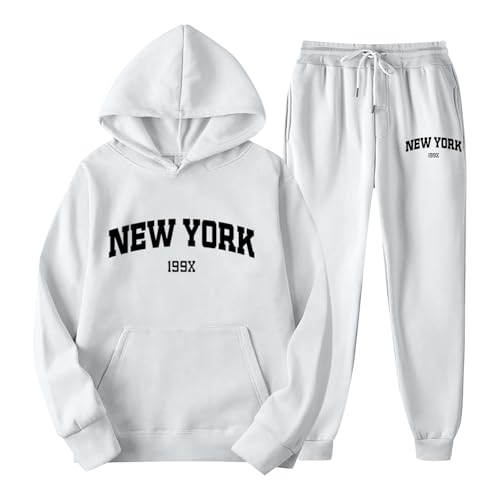 Generisch Jogginganzug Set Sweatshirt und Jogginghose Warmes Trainingsanzug Langarm Sportanzug Sport Outfit Zweiteiler Elegant Jogger Bequem Baggy Stretch von Generisch