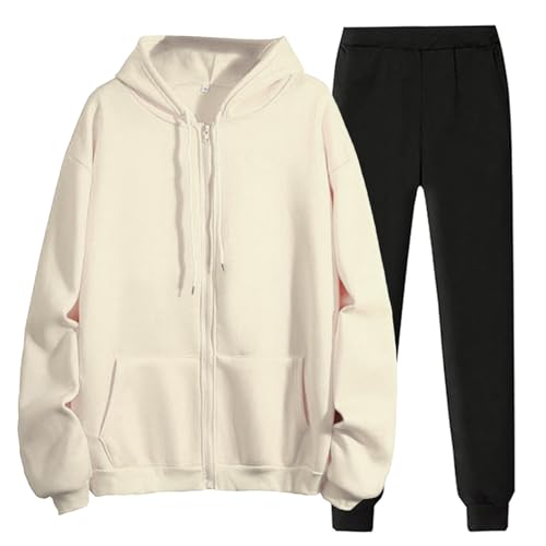 Generisch jogginganzug damen warm - Damen 2 Teile Jogginganzug Set Langarm Reißverschluss Tracksuit & Sporthose Sportanzug Freizeit Zweiteiler Hausanzug Kapuzenjacke&Sporthose Fitness Trainingsanzug von Generisch