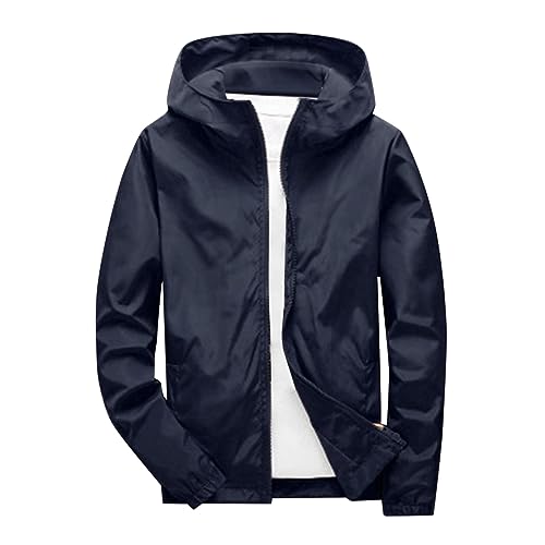 Generisch kapuzenjacke herren üBergangsjacke Herren Jacke Kapuzenjacke Taschen Winter Einfarbiger Softshelljacke Warmer Rundhals Baumwolle Bequem Fit Trainingsjacke von Generisch