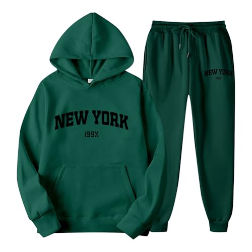Generisch Jogginganzug Set Sweatshirt und Jogginghose Warmes Trainingsanzug Langarm Sportanzug Sport Outfit Zweiteiler Elegant Jogger Bequem Baggy Stretch von Generisch