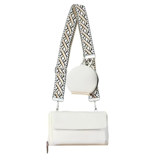 Generisch kleine Handtasche Damen – Handytasche mit Portemonnaie zum Umhängen – Schultertasche mit 2 Fächern & Münzbörse – PU Umhängetasche Weiß – Leicht & Alltags-tauglich von Generisch