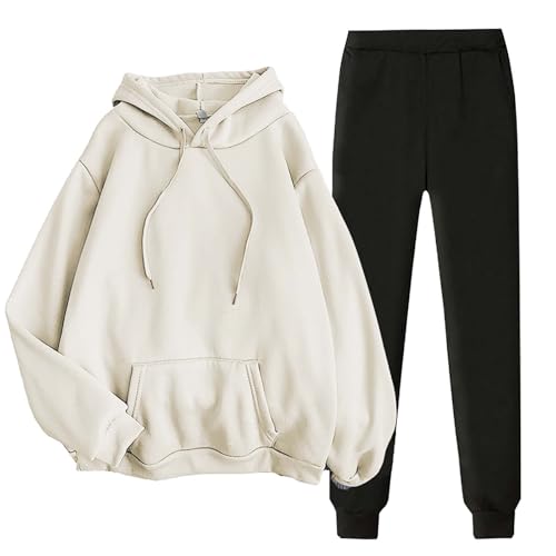 Generisch ladies hoodies,Damen Hausanzug mit Kapuze 2 Teile Frau Langarm Trainingsanzug Kapuzenpullover Jogginghose Set Lose Jogginganzug für Damen Yoga Gym,Elegant Freizeitanzug,Sport Hosenanzug von Generisch
