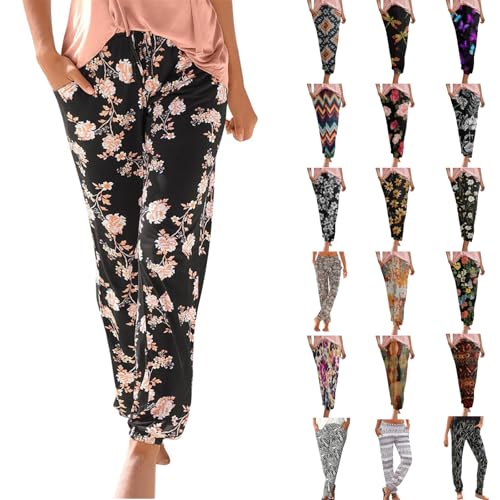 Generisch leichte Sommerhose Damen Hose Damen weiß gelbe Hose Meine bestellungen Hosenrock Hosen mit Gummizug Caprihose Leinenhose mädchen leichte Sommerhose flatterhose Stoffhose Schlupfhose leinen von Generisch