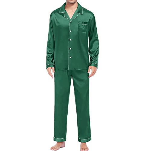 Generisch lianp Artikel Unter 5 Euro Passende Seiden-Pyjama-Set FüR Die Familie Paar Button Down 2-Teilig NachtwäSche Langarm Seidiges NachtwäSche-Pjs-Set Baumwollmodal Hemd Und Lange Hose von Generisch