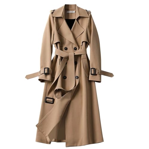 Generisch mantel damen elegant schoko Trenchcoat Lang Wintermantel Winddichter Windjacke Zweireiher Jacke Übergangsmantel Klassische Mantel Herbst Frühling Frauenmantel Damenmantel damen winterjacke von Generisch