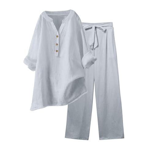 Generisch musselin Bluse Damen Oversized Zweiteiler Damen Strand leinen Zweiteiler Damen musselin Stoff muesslin Damen Beach Outfit Damen muesslin Damen Zweiteiler Damen musselin Bluse Sommer Set von Generisch
