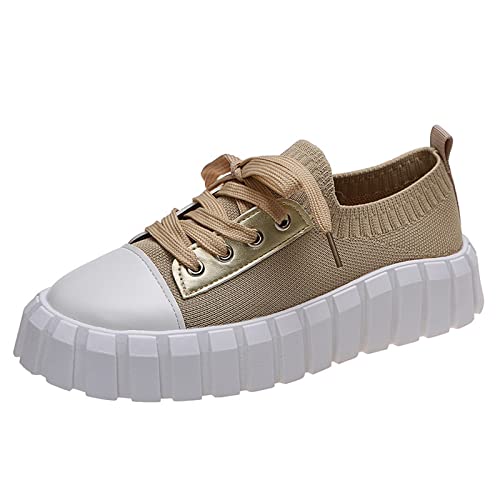 Generisch one Schuhe Damen Sale Sommer Sneaker Damen Leichte Schnürer Jogging Sportschuhe Atmungsaktiv rutschfest Walking Turnschuhe Bequem Orthopädische Meine bestellungen anzeigen Khaki 41 von Generisch