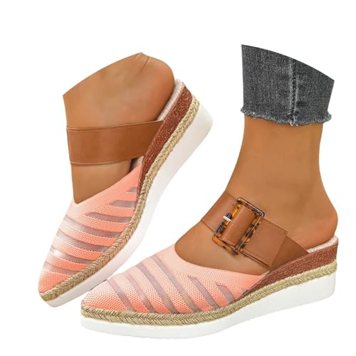 Generisch plateau sandaletten damen espadrilles für damen keilabsatz sandalen mesh Sommerschuhe Plattform pantoletten Spitze Schlupfschuhe slip on slippers Rutschfest Slides Stöckelschuhe von Generisch