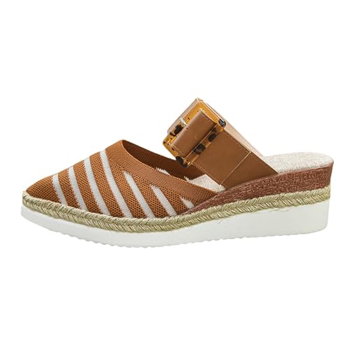 Generisch plateau sandaletten damen - espadrilles für damen keilabsatz sandalen mesh Sommerschuhe Plattform pantoletten Spitze Schlupfschuhe slip on slippers Rutschfest Slides Stöckelschuhe von Generisch