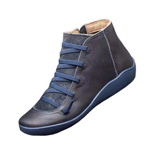 Generisch plateau schuhe damen Stiefeletten Kurz Halbstiefel Bequeme Rutschfest Schlupfschuhe Übergangsstiefel Reißverschluß Outdoorschuhe Winterstiefel Trekkingstiefel ladies hiking shoes Blau 41 von Generisch