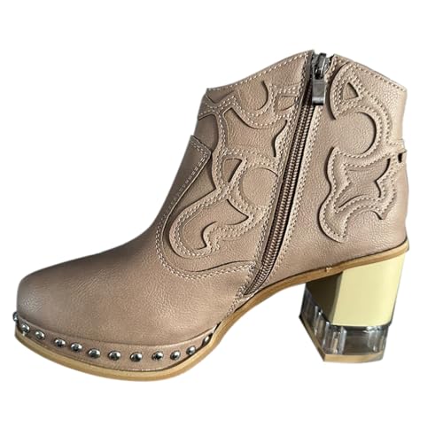 Generisch plateau stiefeletten damen Stiefeletten Damen Winter Wasserdicht Niederung Blockabsatz Halbstiefel Elegant Rutschfest Schlupfschuhe Bequeme Einfarbige Reißverschluß Outdoorschuhe Rosa 37 von Generisch
