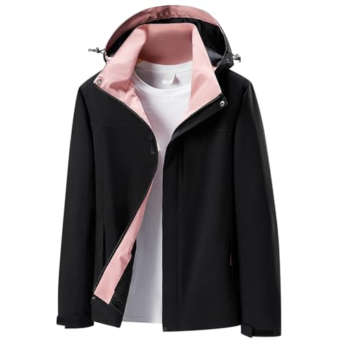 Generisch regenjacke damen wasserdicht,Regenjacke Damen - Wasserdicht Regenmantel Softshelljacke Sommer Jacke Leicht Atmungsaktiv Funktionsjacke Mit Kapuze schwarze L von Generisch