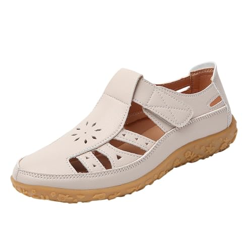 Generisch sandaletten damen mit absatz Sandalen Damen Sommer Orthopädische Closed Toe Wedges Sommerschuhe Weichen Sohlen Slingback Damensandalen Bequeme Hallux Valgus Breite Wandersandalen Beige 39 von Generisch