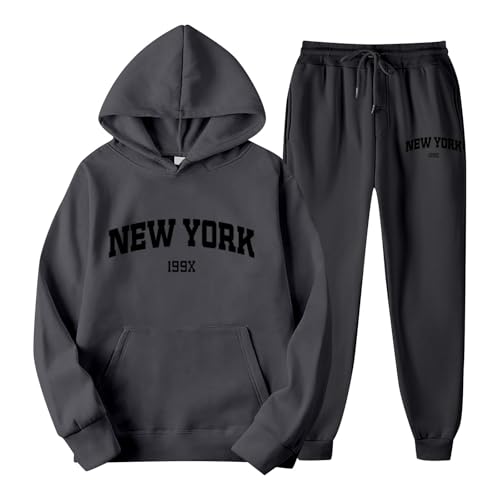 Generisch Jogginganzug Set Sweatshirt und Jogginghose Warmes Trainingsanzug Langarm Sportanzug Sport Outfit Zweiteiler Elegant Jogger Bequem Baggy Stretch von Generisch