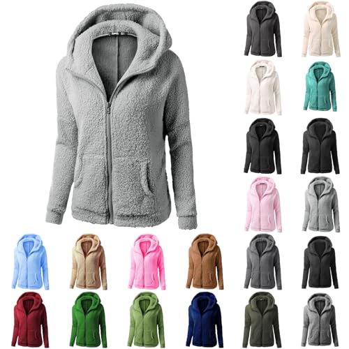Generisch sherpa jacke damen Fleecejacke Winterjacke Warm Winter Teddyjacke Thermojacke Teddy Fleece Jacken Teddyfleece Jacke Fellmantel PlüSchjacke mit Taschen wintermantel damen lang von Generisch