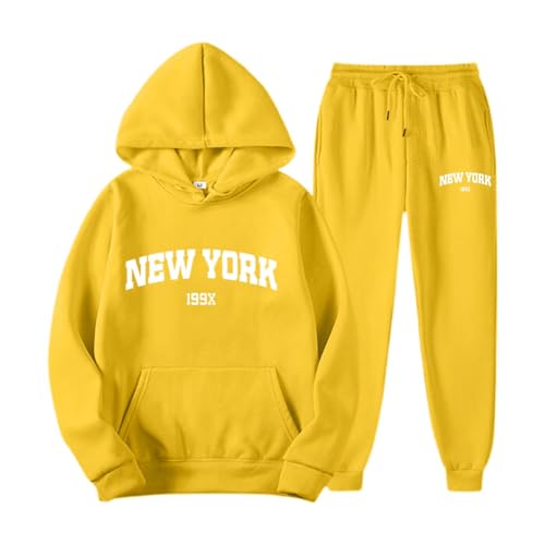 Generisch Jogginganzug Set Sweatshirt und Jogginghose Warmes Trainingsanzug Langarm Sportanzug Sport Outfit Jogger B equem Baggy Stretch von Generisch
